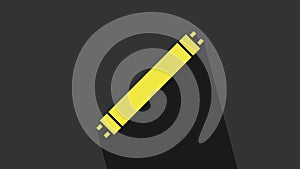 Yellow Long luminescence fluorescent energy saving lamp icon isolated on grey background. 4K Video motion graphic