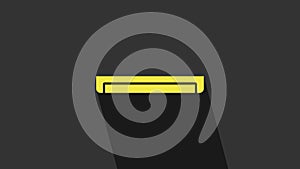 Yellow Long luminescence fluorescent energy saving lamp icon isolated on grey background. 4K Video motion graphic