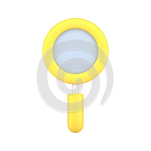 Yellow magnifying glass 3d icon vector illustration