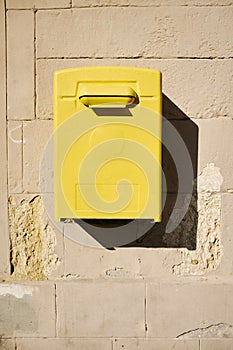 Yellow mail box for letters