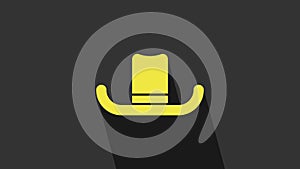 Yellow Man hat with ribbon icon isolated on grey background. 4K Video motion graphic animation