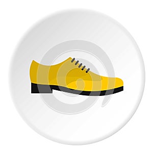 Yellow man shoe icon, flat style