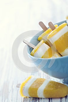 Yellow mango homemade popsicles