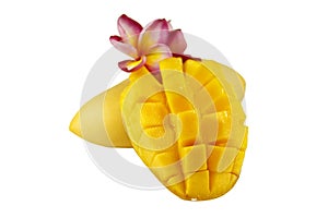 Yellow mango isolated white background