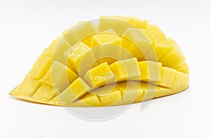 Yellow  mango slice with  isolated white background