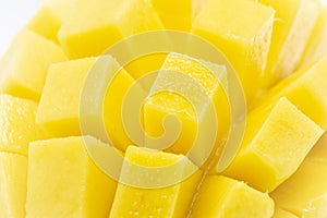 Yellow  mango slice with  isolated white background