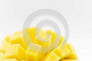 Yellow  mango slice with  isolated white background