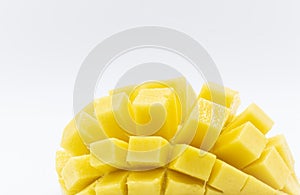 Yellow  mango slice with  isolated white background