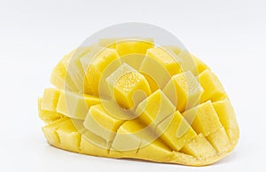 Yellow  mango slice with  isolated white background