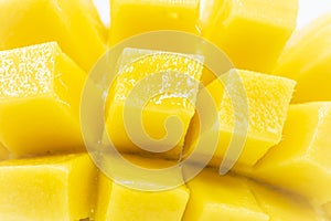 Yellow  mango slice with  isolated white background