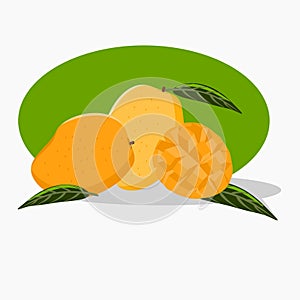 yellow mango sweet in green background