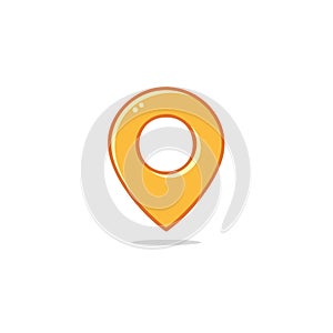 Yellow Map Pointer Icon with Shadow, Location Pin Symbol Design for Navigation and Address Finding Applications
