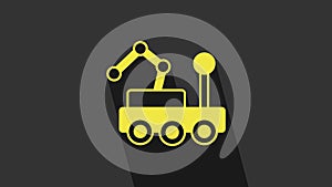 Yellow Mars rover icon isolated on grey background. Space rover. Moonwalker sign. Apparatus for studying planets surface