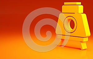 Yellow Mars rover icon isolated on orange background. Space rover. Moonwalker sign. Apparatus for studying planets