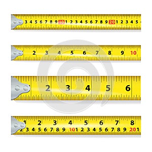 Yellow Measure Tape On White Background Vector