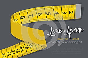 Yellow Measuring Tape. The Concept of Health, Body Care, Fitness, Proper Nutrition, Healthy Lifestyles, Weight Loss