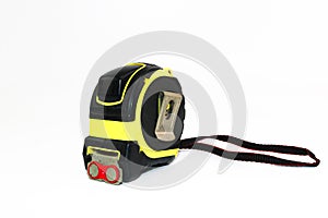 Yellow measuring tape with hand strap rope