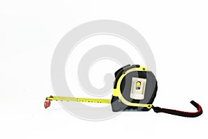 Yellow measuring tape with hand strap rope