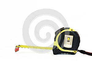 Yellow measuring tape with hand strap rope