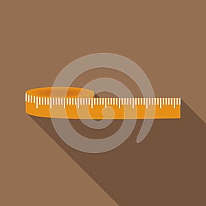 Yellow measuring tape icon, flat style
