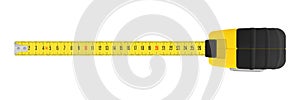 Yellow measuring tape with a metric units scale photo