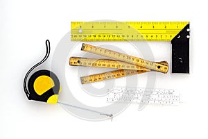 Yellow Measuring tape for tool roulette or ruler. Tape measure template in centimeters.