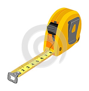 Yellow measuring tape vector isolated on white background. Construction tool tape measure vector illustration.