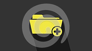 Yellow Medical health record folder for healthcare icon isolated on grey background. Patient file icon. Medical history