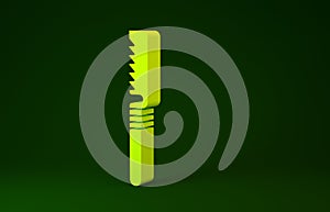Yellow Medical saw icon isolated on green background. Surgical saw designed for bone cutting limb amputations and before
