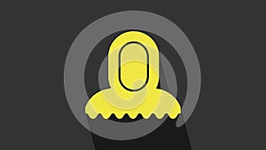 Yellow Medieval hood icon isolated on grey background. Hooded sweatshirt. 4K Video motion graphic animation