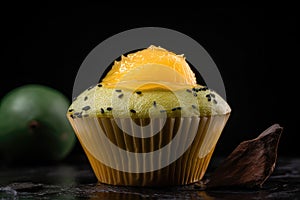 Yellow Melon Cupcake, Color Cup Cake, Delicious Fruit Cupcakes, Abstract Generative AI Illustration