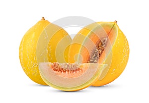 Yellow melon on white background