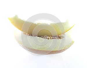 Yellow melon, white background. Vegetarian, diet food, isolated photo