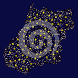 Yellow Mesh 2D Goias State Map with Light Spots