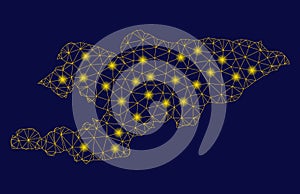 Yellow Mesh 2D Kyrgyzstan Map with Light Spots photo