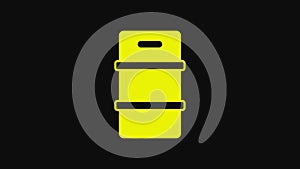 Yellow Metal beer keg icon isolated on black background. 4K Video motion graphic animation