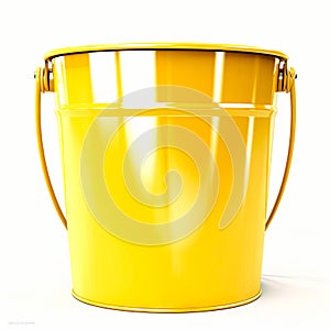 The yellow metal bucket isolated on a white background
