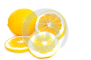 Yellow Meyer Lemons on White Background