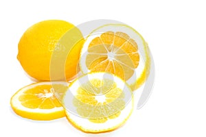 Yellow Meyer Lemons on White Background photo