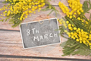 Yellow mimosa flower for woman day festivity 8th march