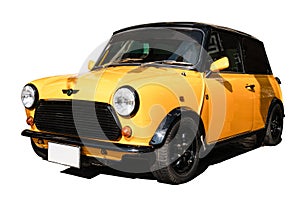 Yellow mini cooper, European Car