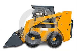 Yellow mini wheel excavator