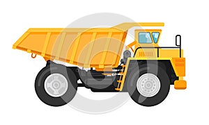 Yellow mining dump truck tipper illustration photo