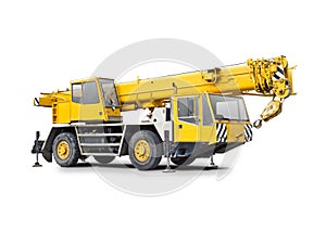 Yellow Mobile crane truck photo