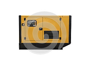 Yellow mobile diesel generator for emergency electric power