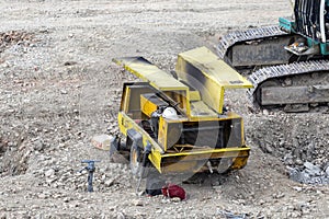 Yellow mobile industrial diesel compressor for construction work