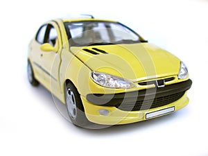 Yellow Model Car - Hatchback. Hobby, collection.