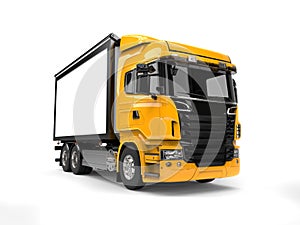 Yellow modern heavy transport truck