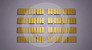 Yellow modular tile grid with geometric pattern on gray background