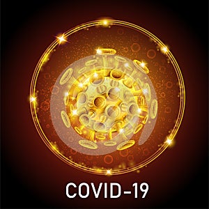 Yellow molekule coronavirus on background